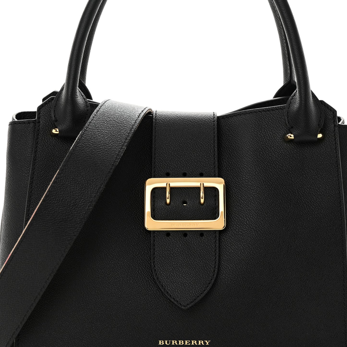 Soft Grain Calfskin Medium Buckle Tote Black