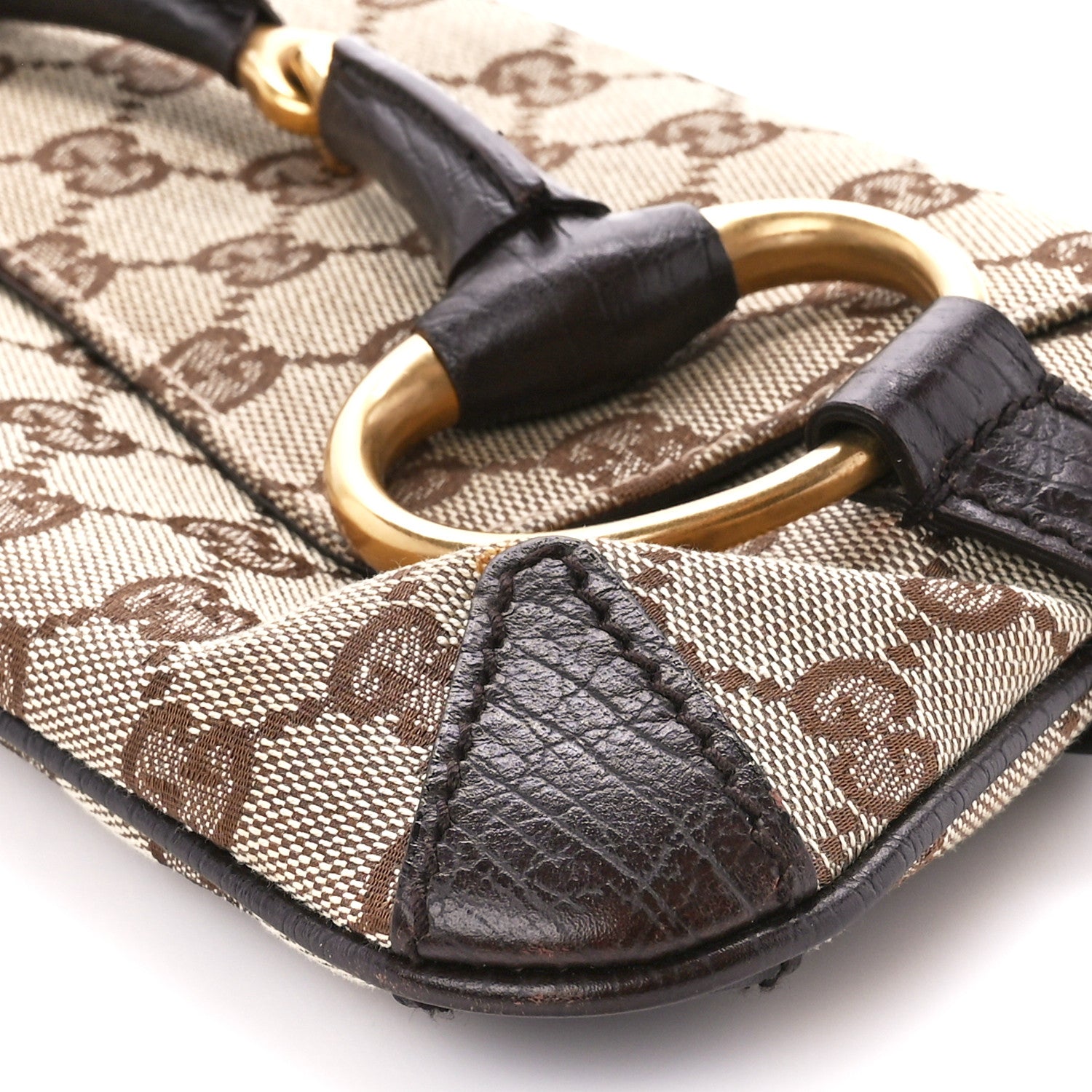 Gucci Monogram Horsebit Clutch Dark Brown 10 of 11