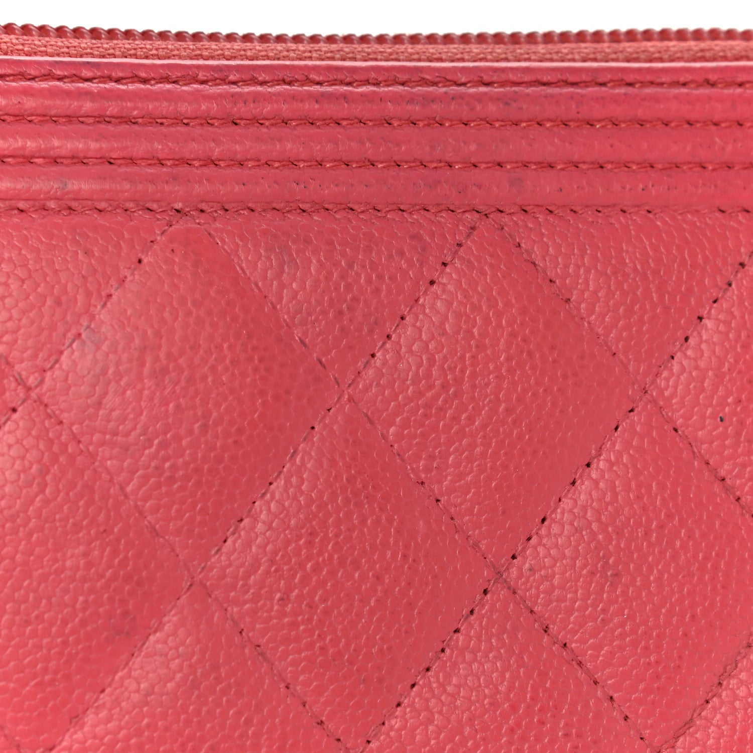 Chanel Caviar Quilted Large Boy Zip Around Wallet Coral 23 of 24