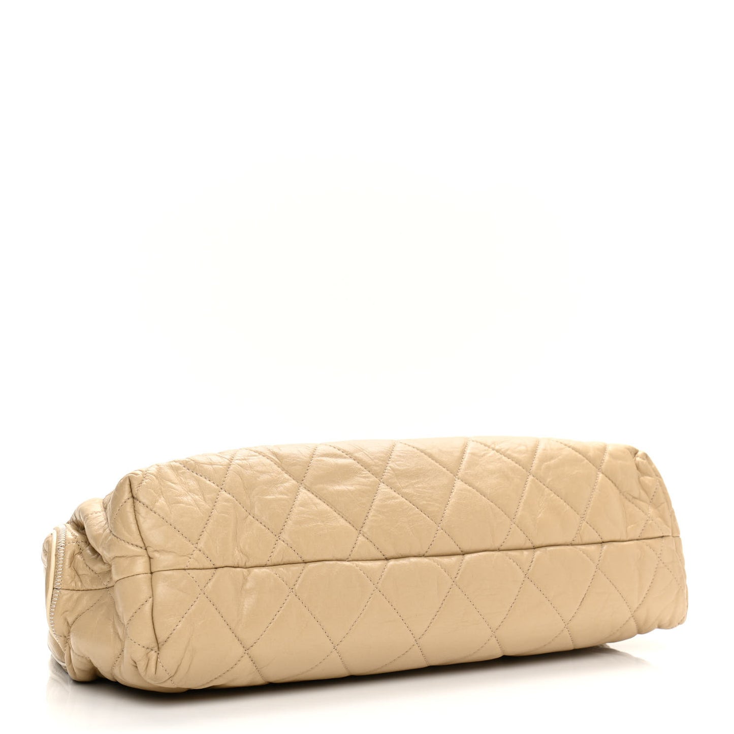 Lambskin Quilted East West Accordion Flap Beige