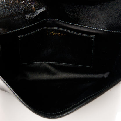 Saint Laurent Textured Patent Monogram Large Belle De Jour Clutch Black 5 of 8