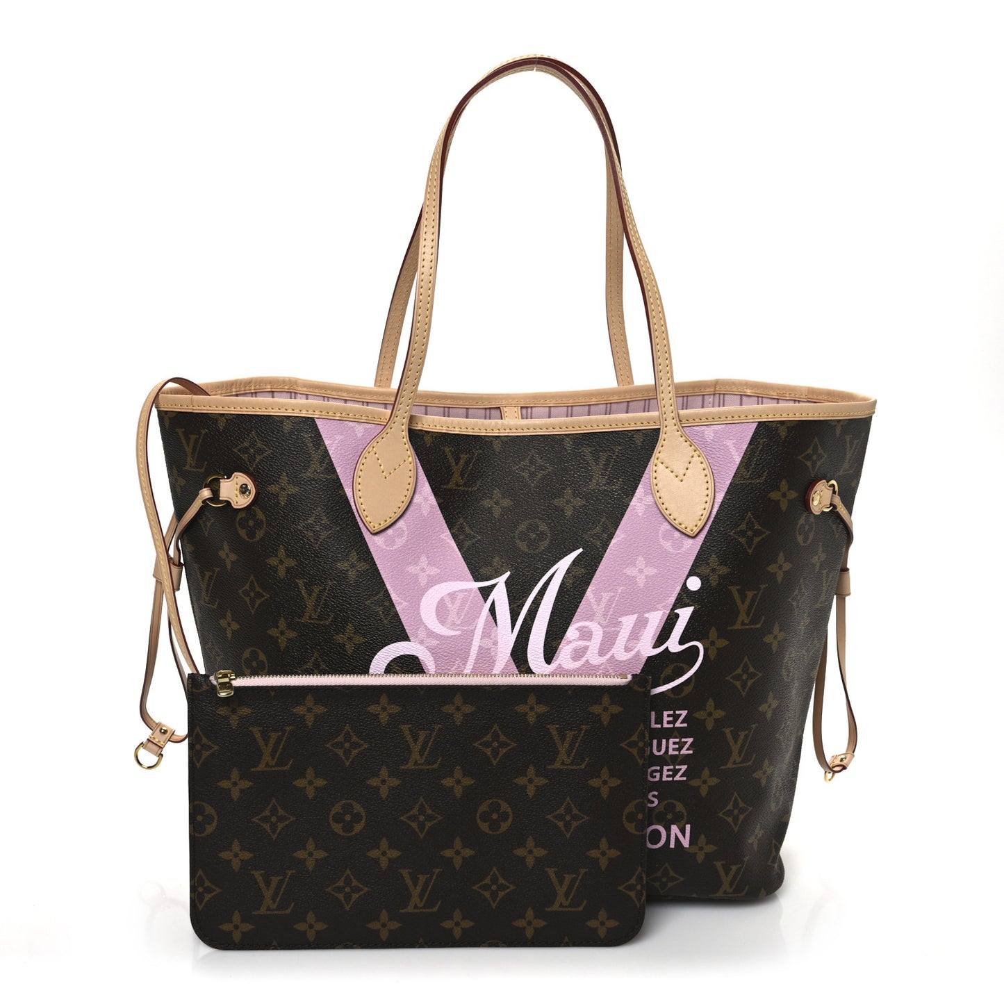 Monogram Maui V Neverfull MM Rose Ballerine