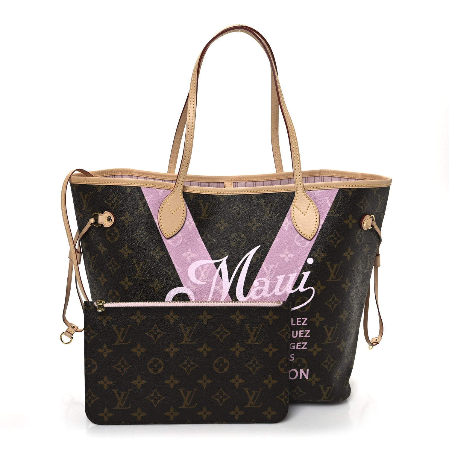 Louis Vuitton Monogram Maui V Neverfull MM Rose Ballerine 3 of 10