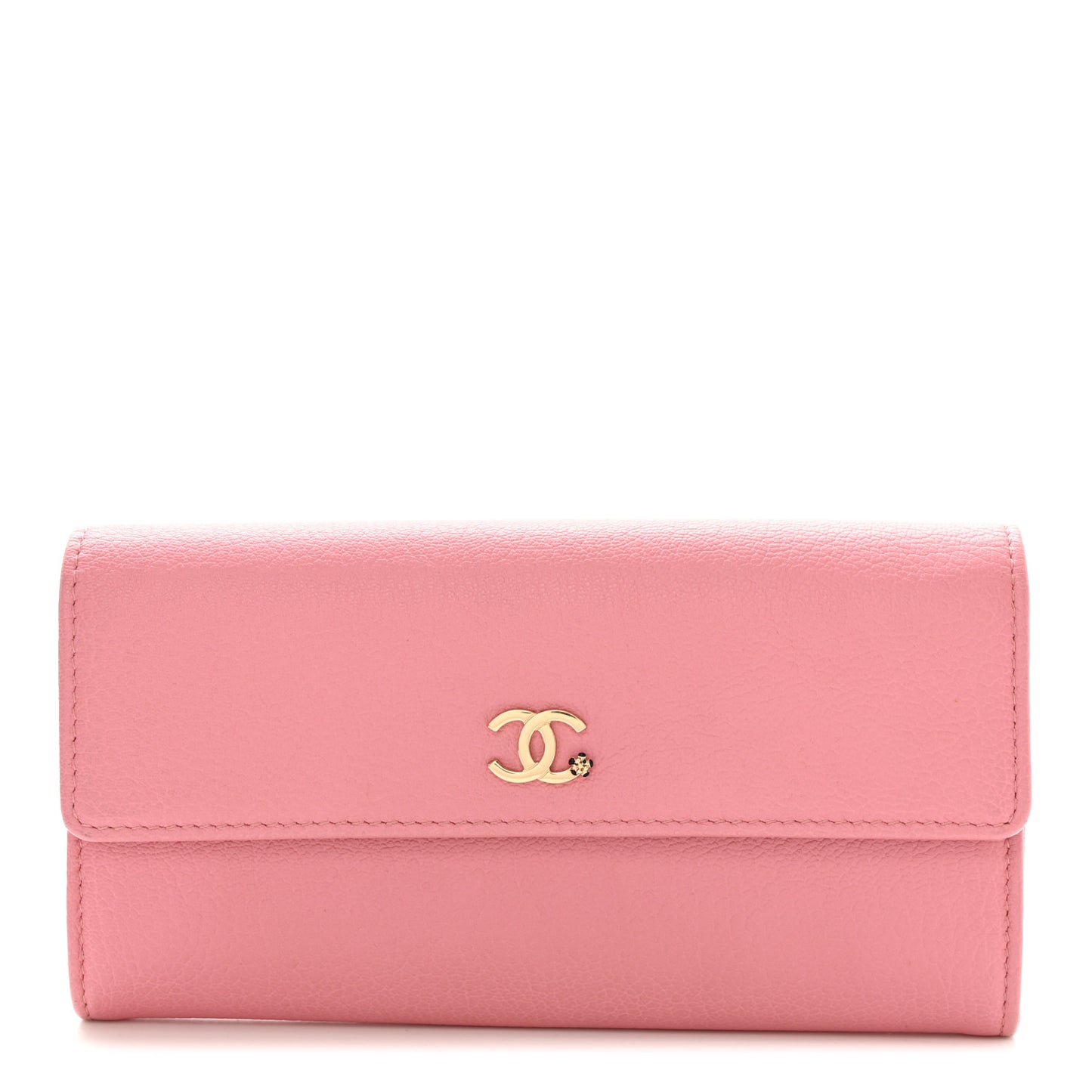 Goatskin CC Large Gusset Flap Wallet Pink