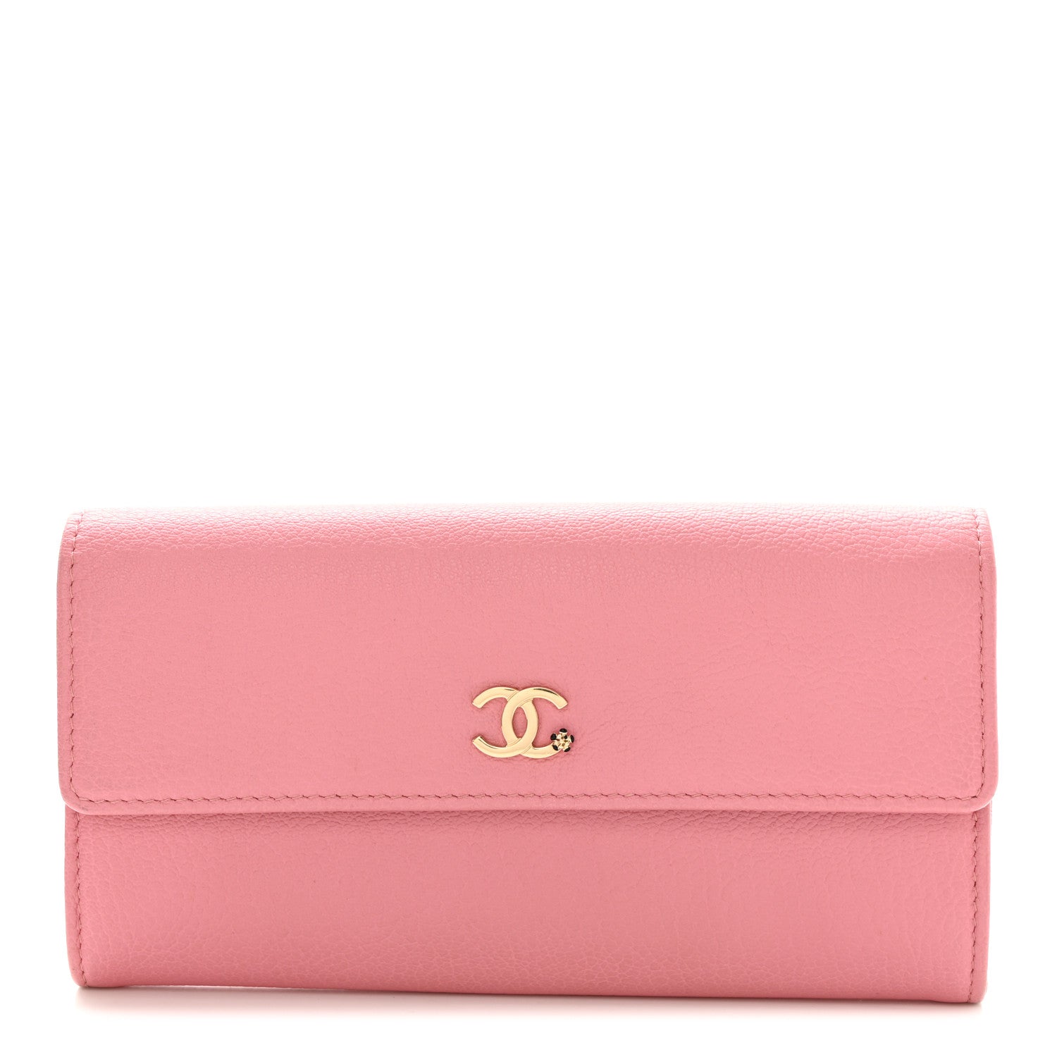 Chanel Goatskin CC Large Gusset Flap Wallet Pink 1 of 14