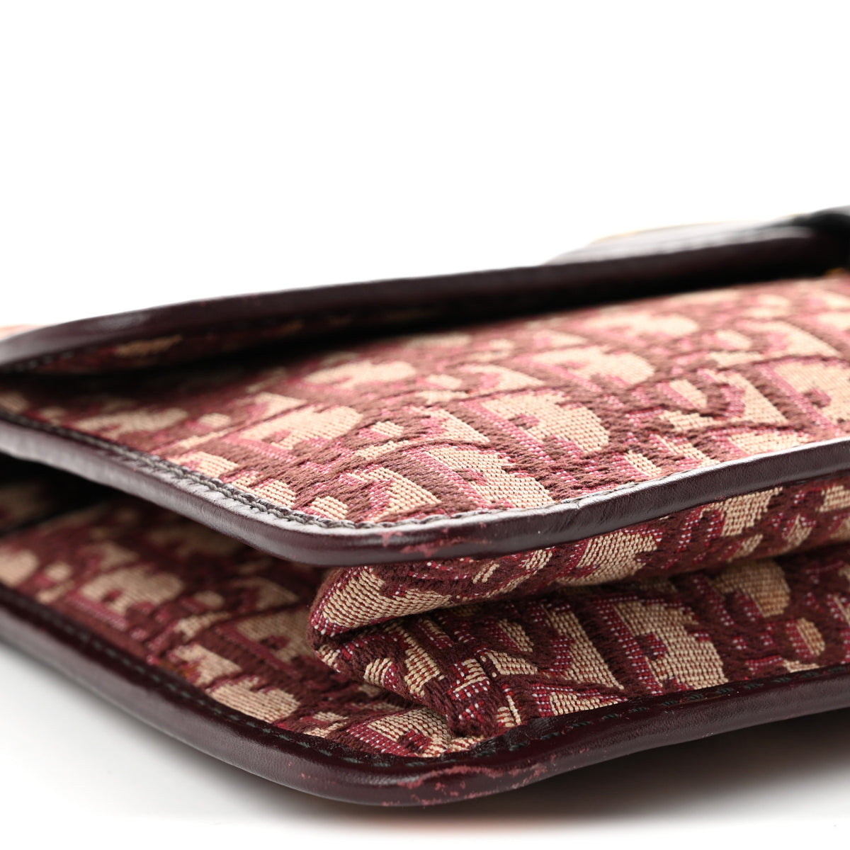 Oblique CD Chain Flap Bag  Burgundy