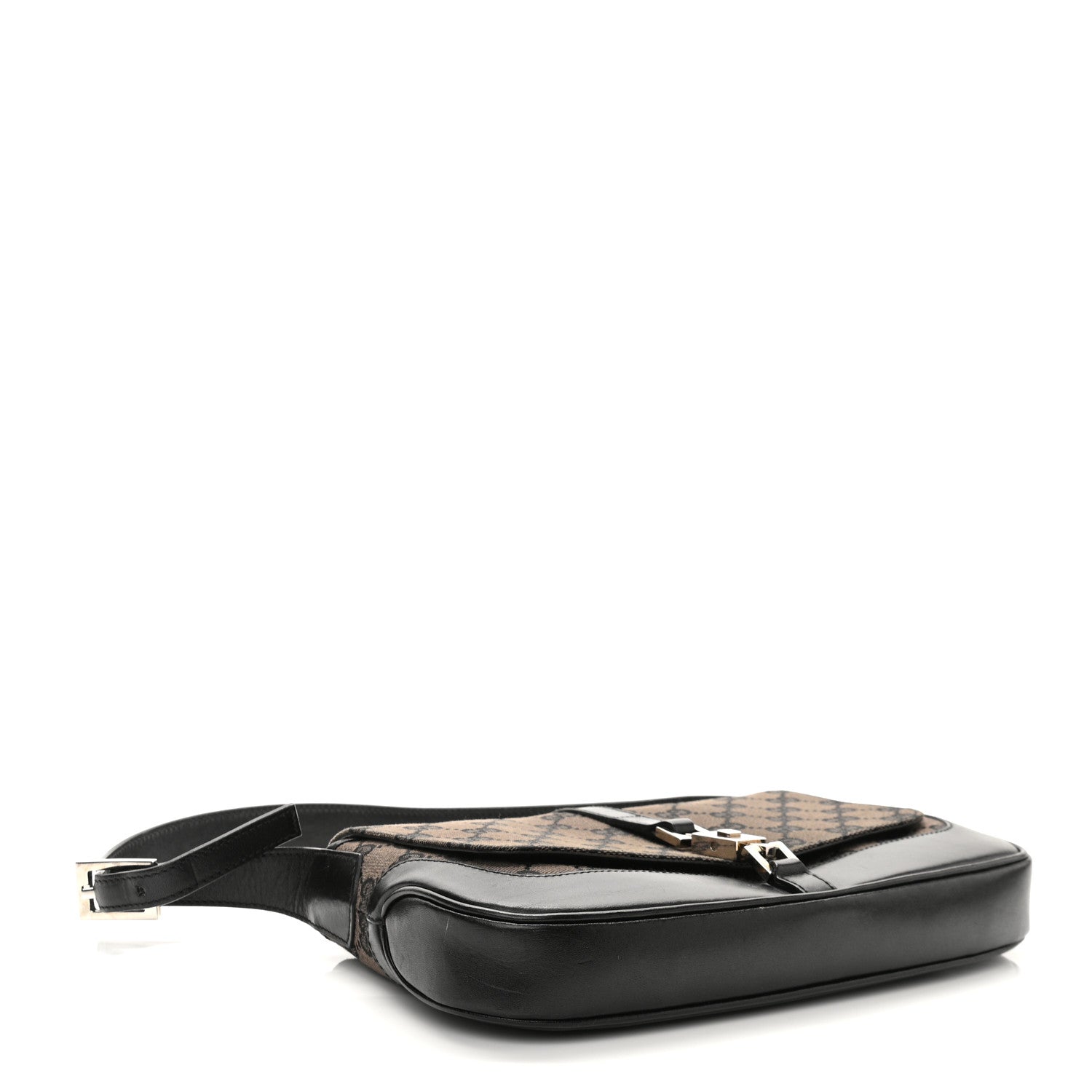 Gucci Monogram Small Jackie O Flap Hobo Black 4 of 14