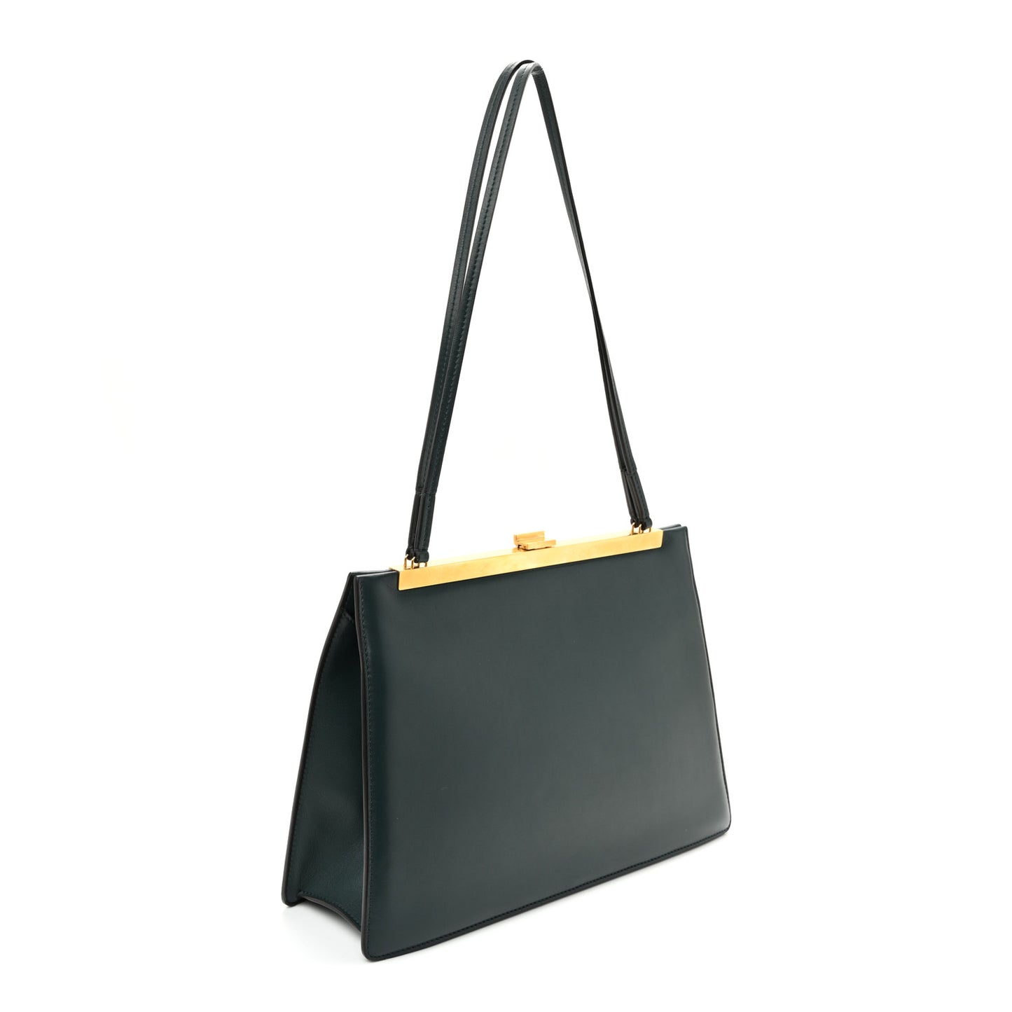 Smooth Calfskin Medium Clasp Shoulder Bag Forest