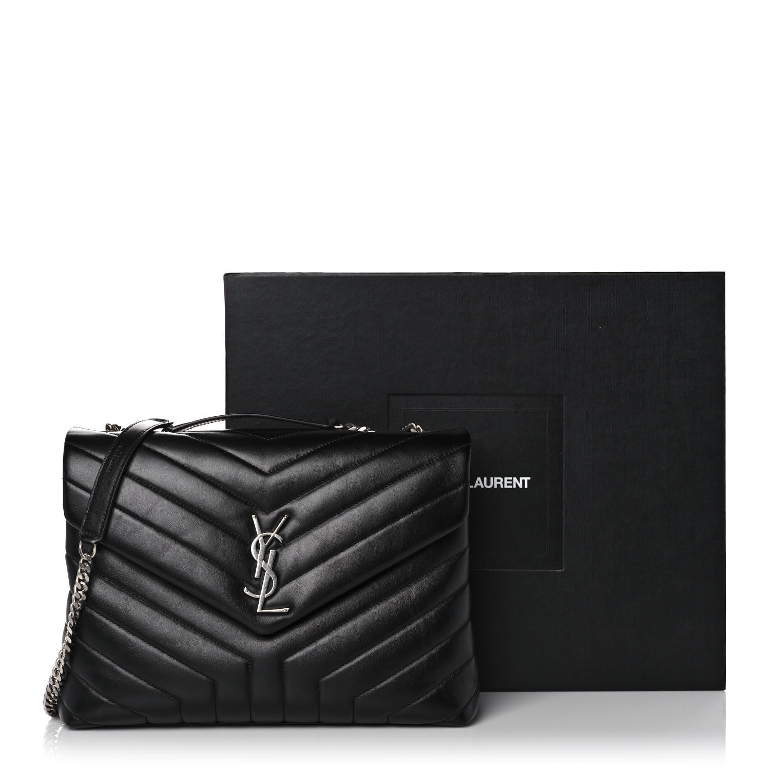 Saint Laurent Calfskin Y Quilted Monogram Medium Loulou Chain Satchel Black 15 of 15