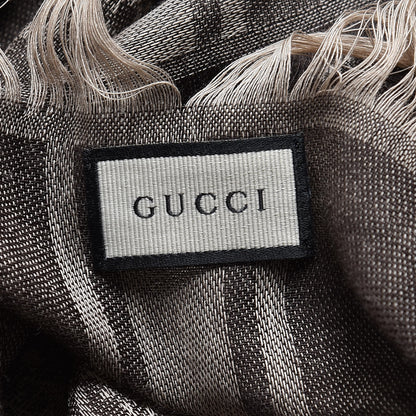 Gucci Wool Silk GG Monogram Diamante Plaid Surviee Shawl Beige Dark Brown 5 of 5