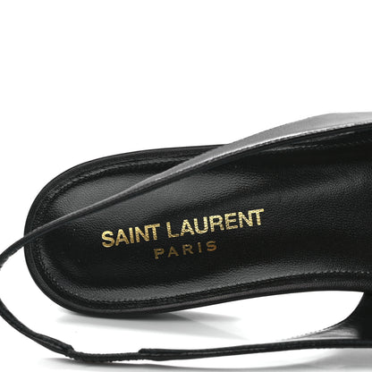 Saint Laurent Patent Smooth Lambskin Anais Slingback Flats 38.5 Black 7 of 9