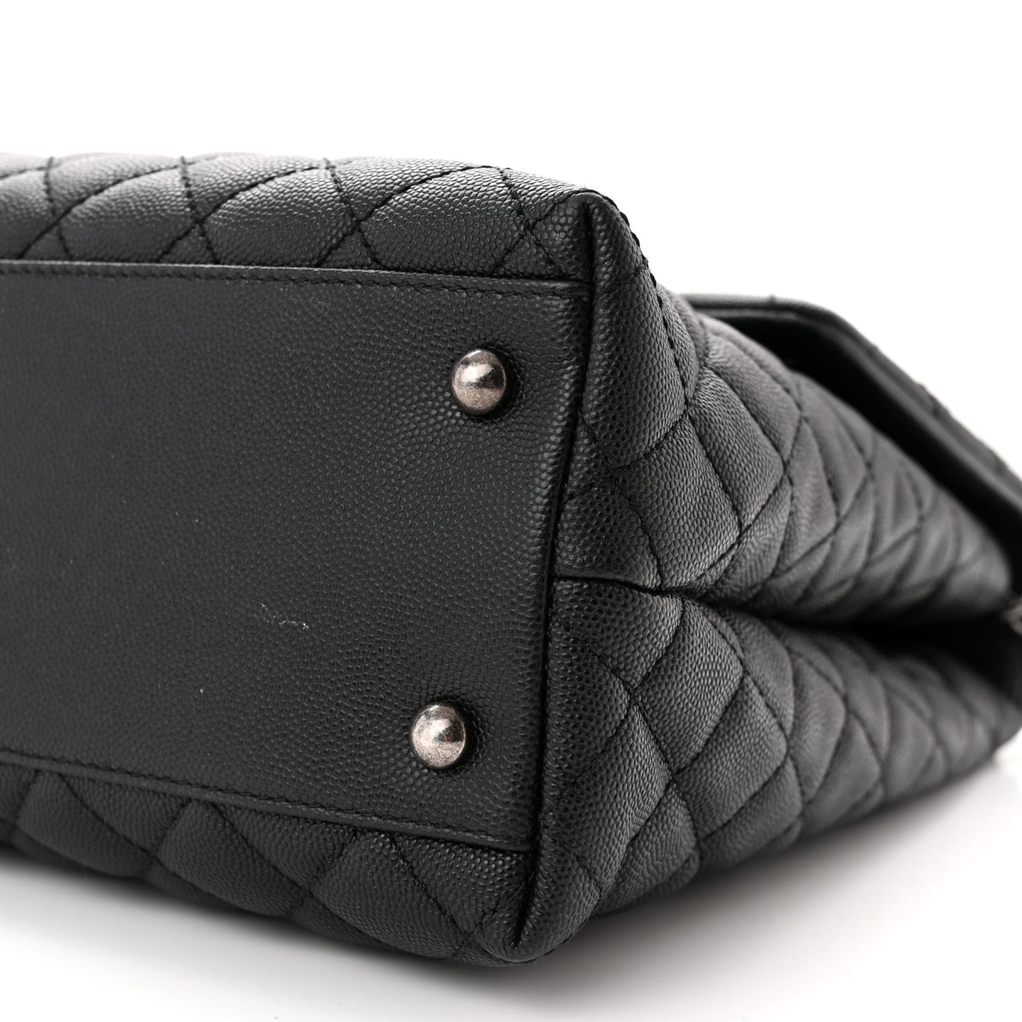 Caviar Lizard Quilted Large Coco Handle Flap Black