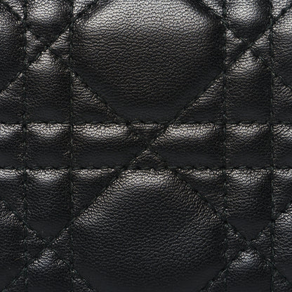 Christian Dior Lambskin Cannage Bi-Color Small Lady Dior Flap Card Holder Black Pink 9 of 10