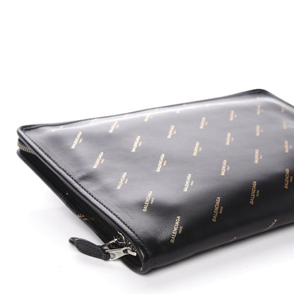 Balenciaga Agneau Allover Logo Pouch Black 7 of 9