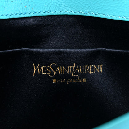 Saint Laurent Textured Patent Monogram Small Belle De Jour Clutch Turquoise 6 of 10