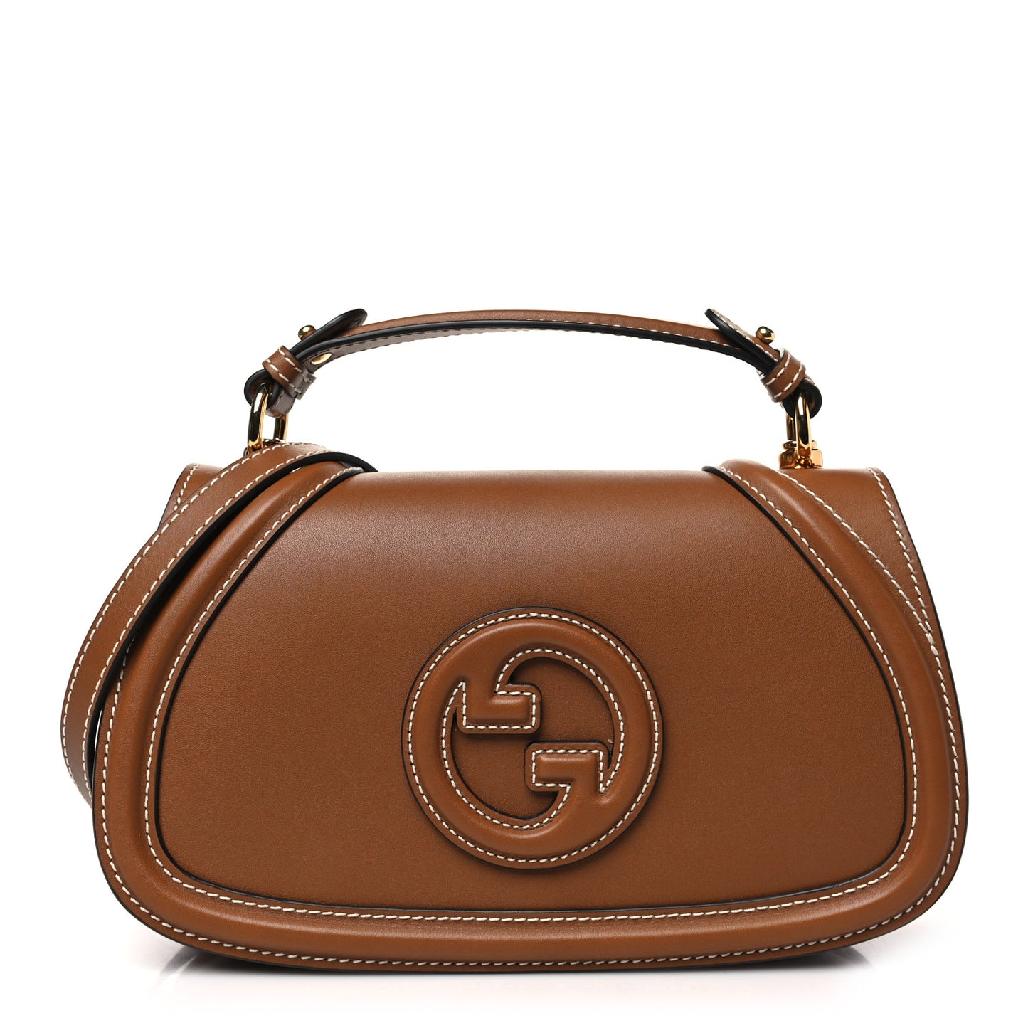 Roxy Calfskin Medium Blondie Top Handle Bag Brown