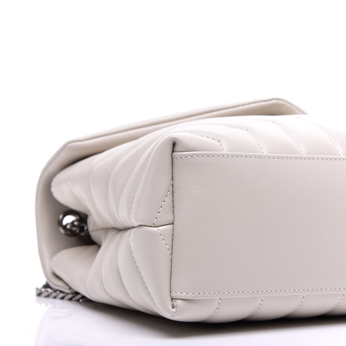 Calfskin Y Quilted Monogram Small Loulou Chain Satchel Ivory