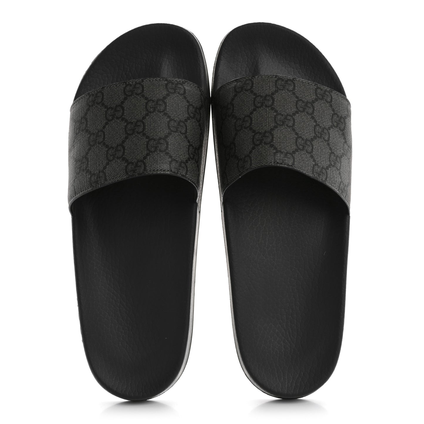 GG Supreme Monogram Mens Slide Sandals 9 Grey Black