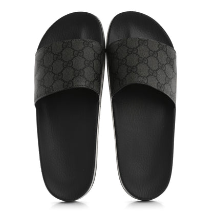 Gucci GG Supreme Monogram Mens Slide Sandals 9 Grey Black 2 of 9
