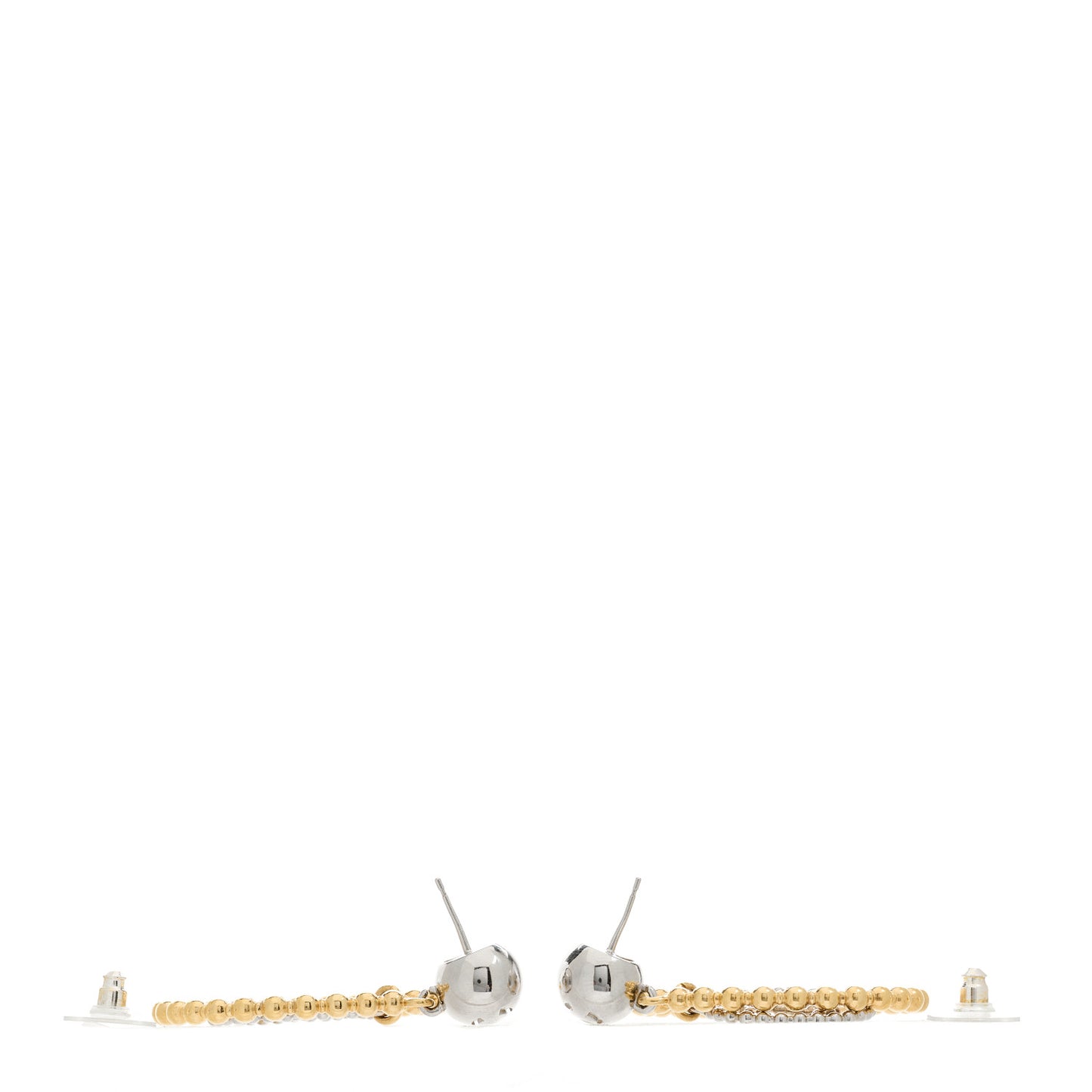 Metal Bead Round CC Drop Earrings Gold Silver