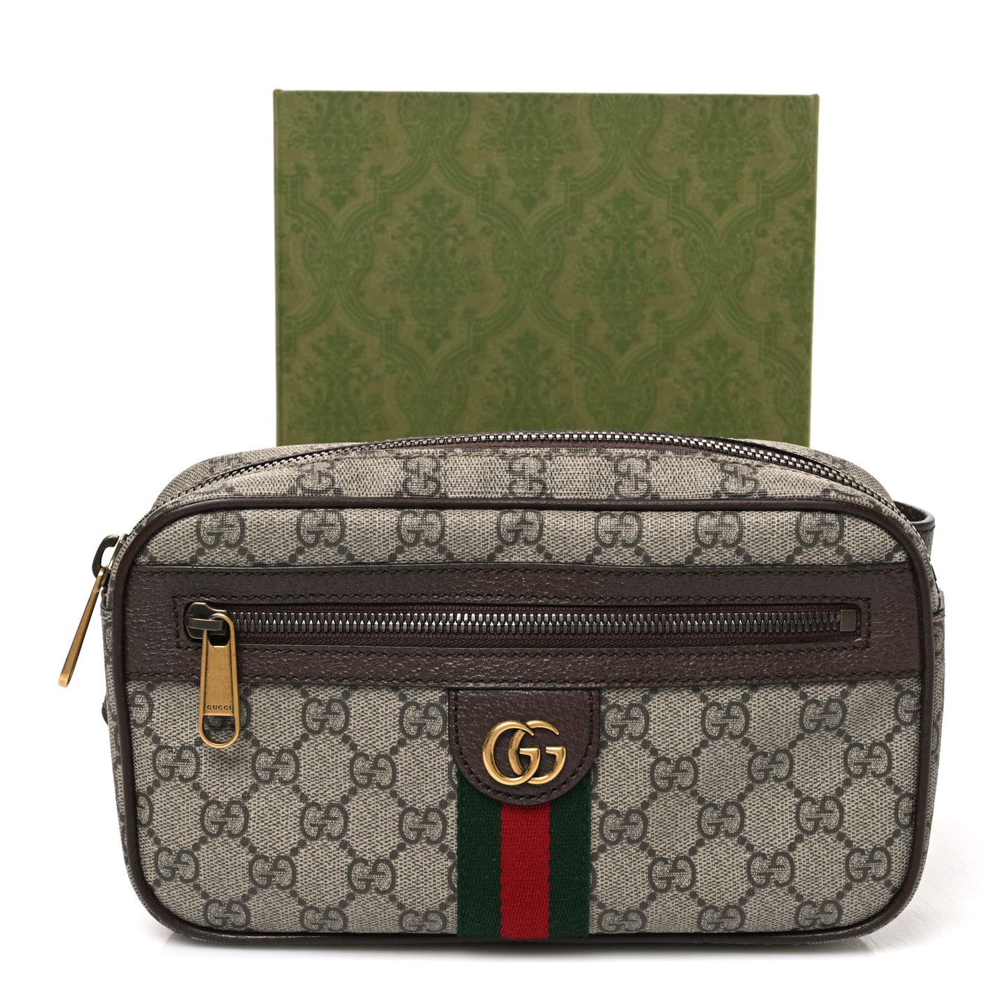 Soft GG Supreme Monogram Medium Ophidia Belt Bag Dark Brown