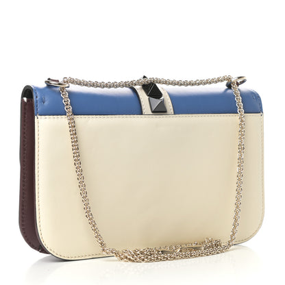 Valentino Garavani Vitello Medium Tri-Color Glam Lock Rockstud Flap Blue White Burgundy 3 of 9