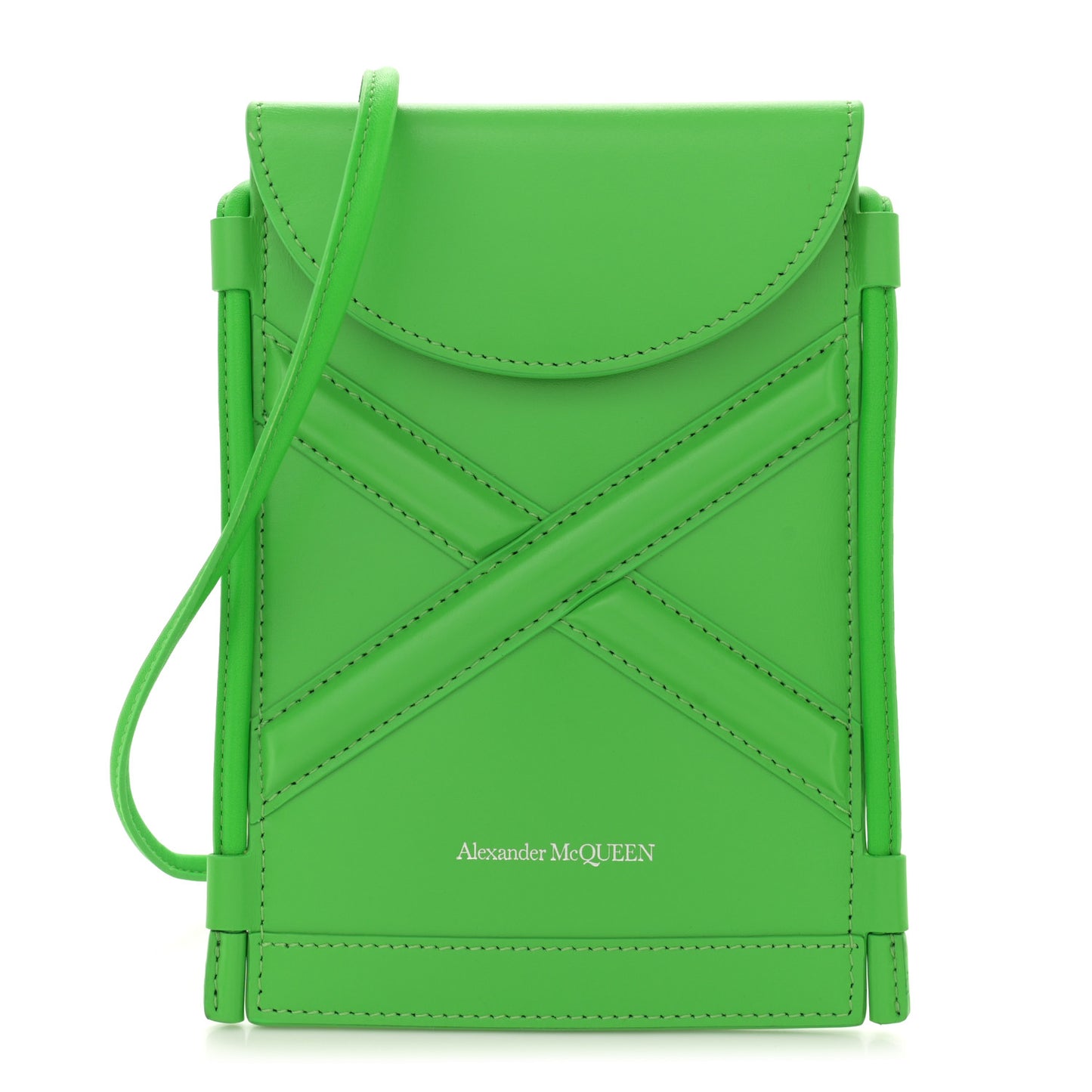 Calfskin The Curve Micro Crossbody Pouch Bag Kelly Green