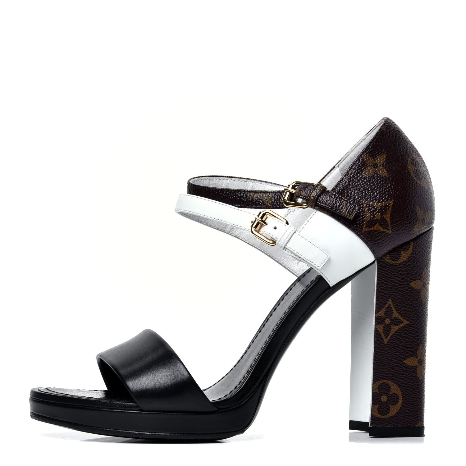 Louis Vuitton Calfskin Monogram Matchmake Cross Sandals 38 Black White 1 of 10