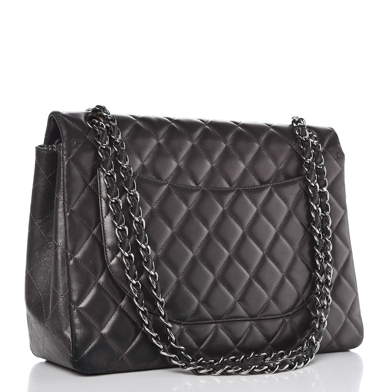 Chanel Lambskin Quilted Maxi Single Flap Grey 4 of 18