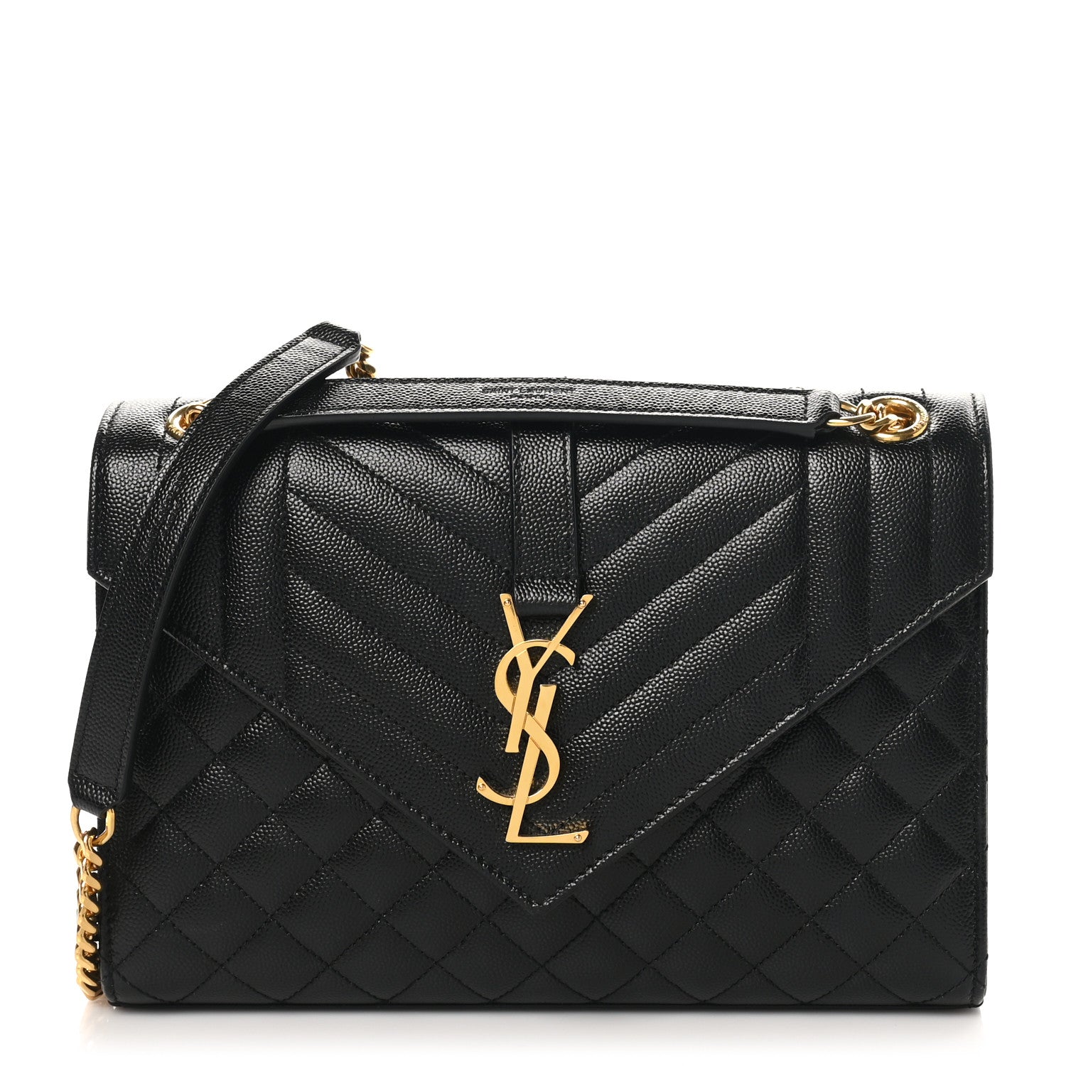 Saint Laurent Grain De Poudre Textured Mixed Matelasse Triquilt Medium Monogram Satchel Black 1 of 10