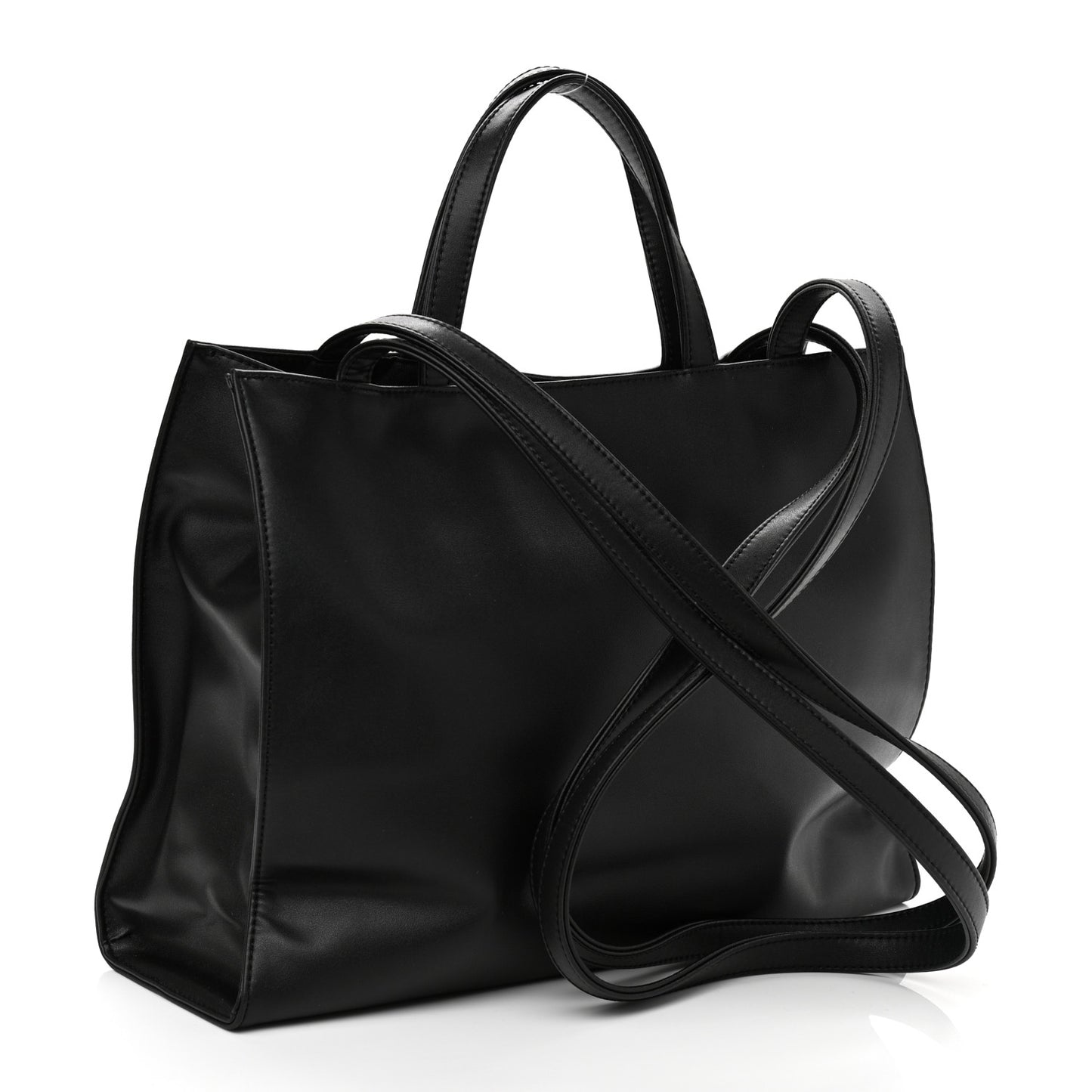 Vegan Leather Medium Shopping Bag Black