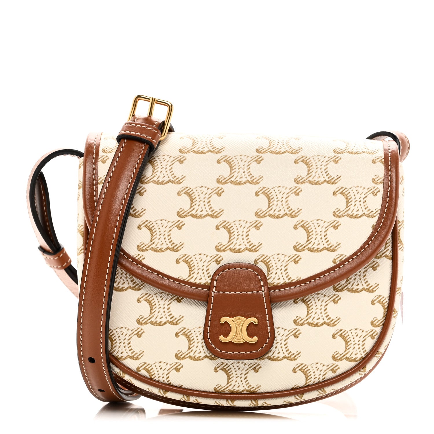 Celine Triomphe Canvas Calfskin Mini Besace Bag White 1 of 10