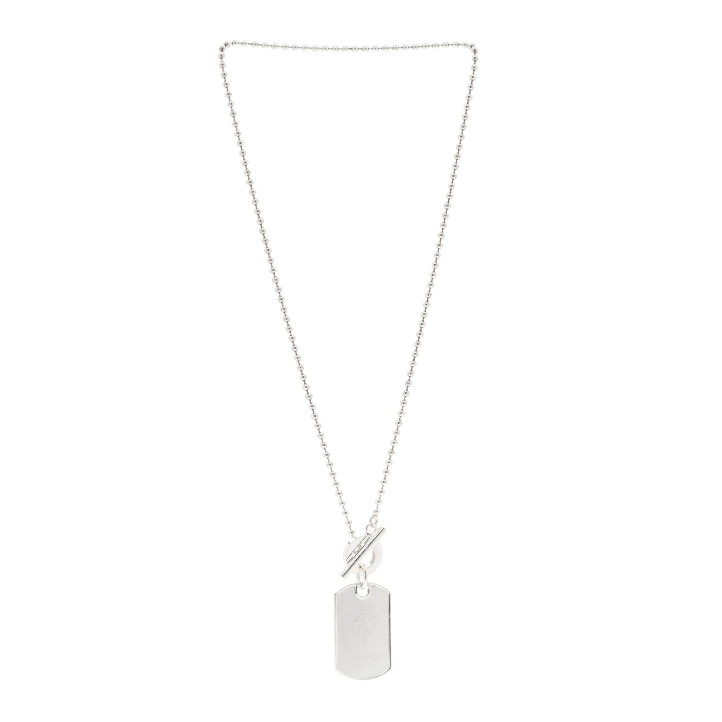 Sterling Silver Crest Dog Tag Toggle Necklace