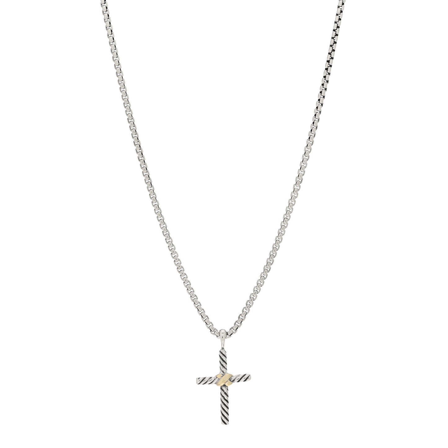 Sterling Silver 14K Yellow Gold Petite X Cross Pendant Necklace