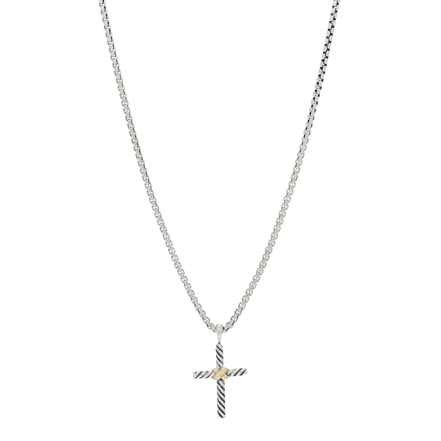 David Yurman Sterling Silver 14K Yellow Gold Petite X Cross Pendant Necklace 1 of 4