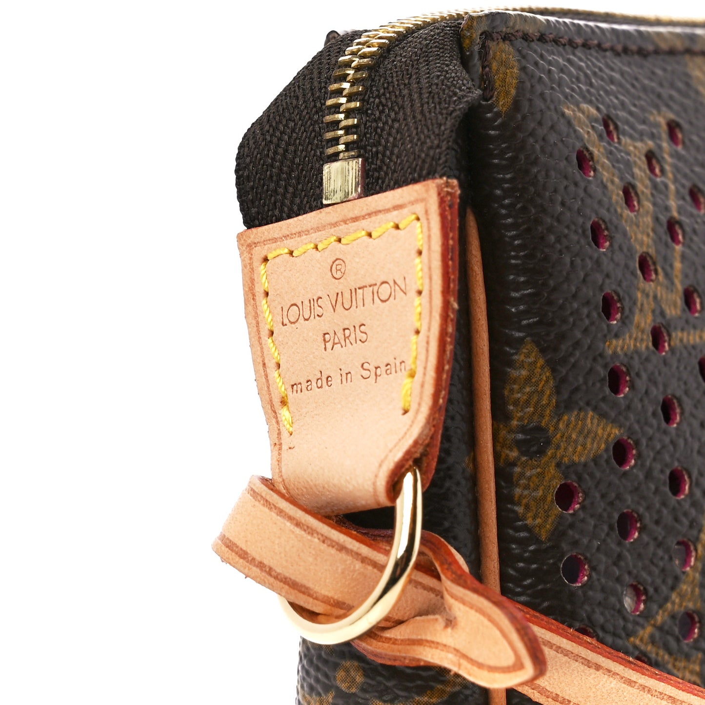 Monogram Perforated Pochette Accessories Bag Fuchsia