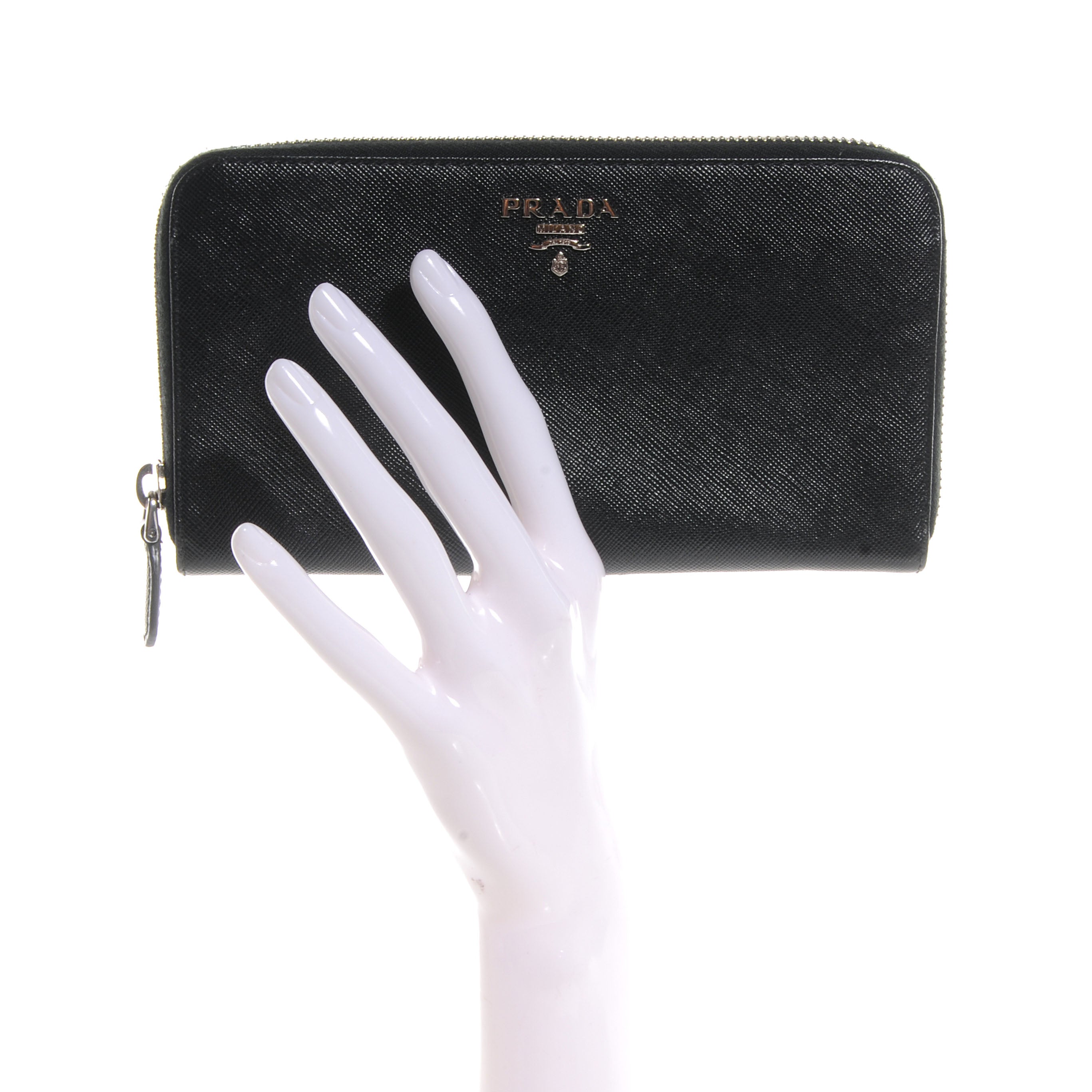 Prada Saffiano Zip Around Wallet Nero Black 66827 – FASHIONPHILE