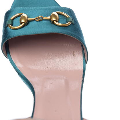 Gucci Satin Liliane Horsebit Platform Wedge Sandals 39 Turchese 9 of 10