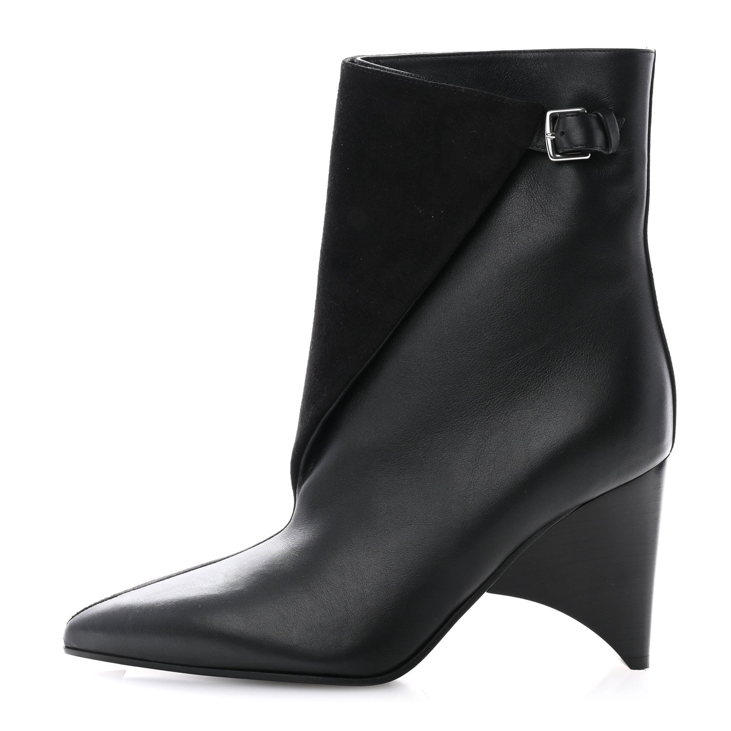 Hermes Suede Goatskin Calfskin Hanae 85 Ankle Boots 37 Black 1 of 8