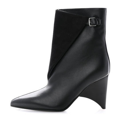 Hermes Suede Goatskin Calfskin Hanae 85 Ankle Boots 37 Black 1 of 8