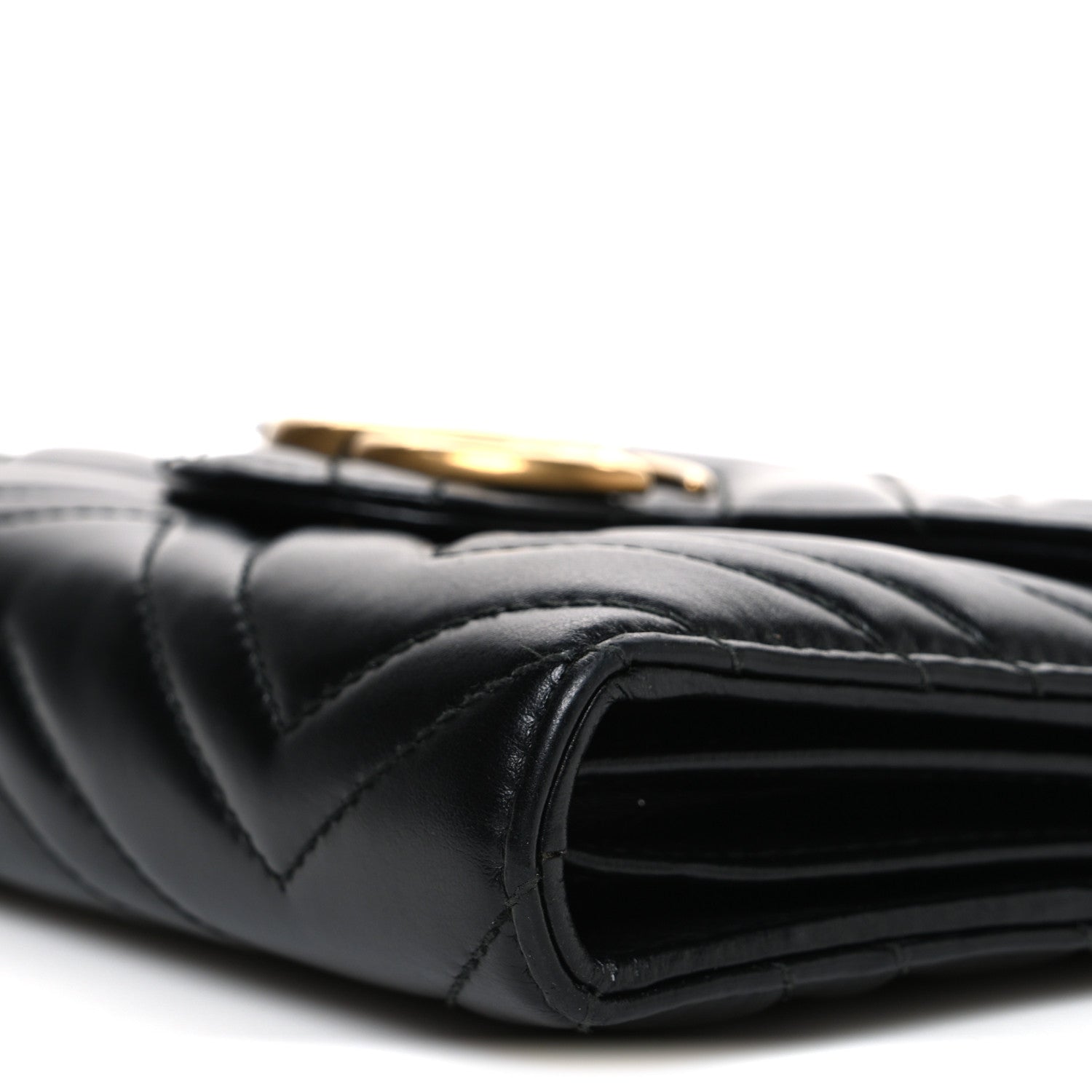Gucci Calfskin Matelasse GG Marmont Chain Wallet Black 10 of 12