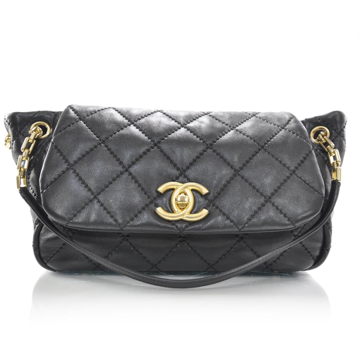 Chanel Calfskin Quilted Retro Chain Flap Black 1 of 9