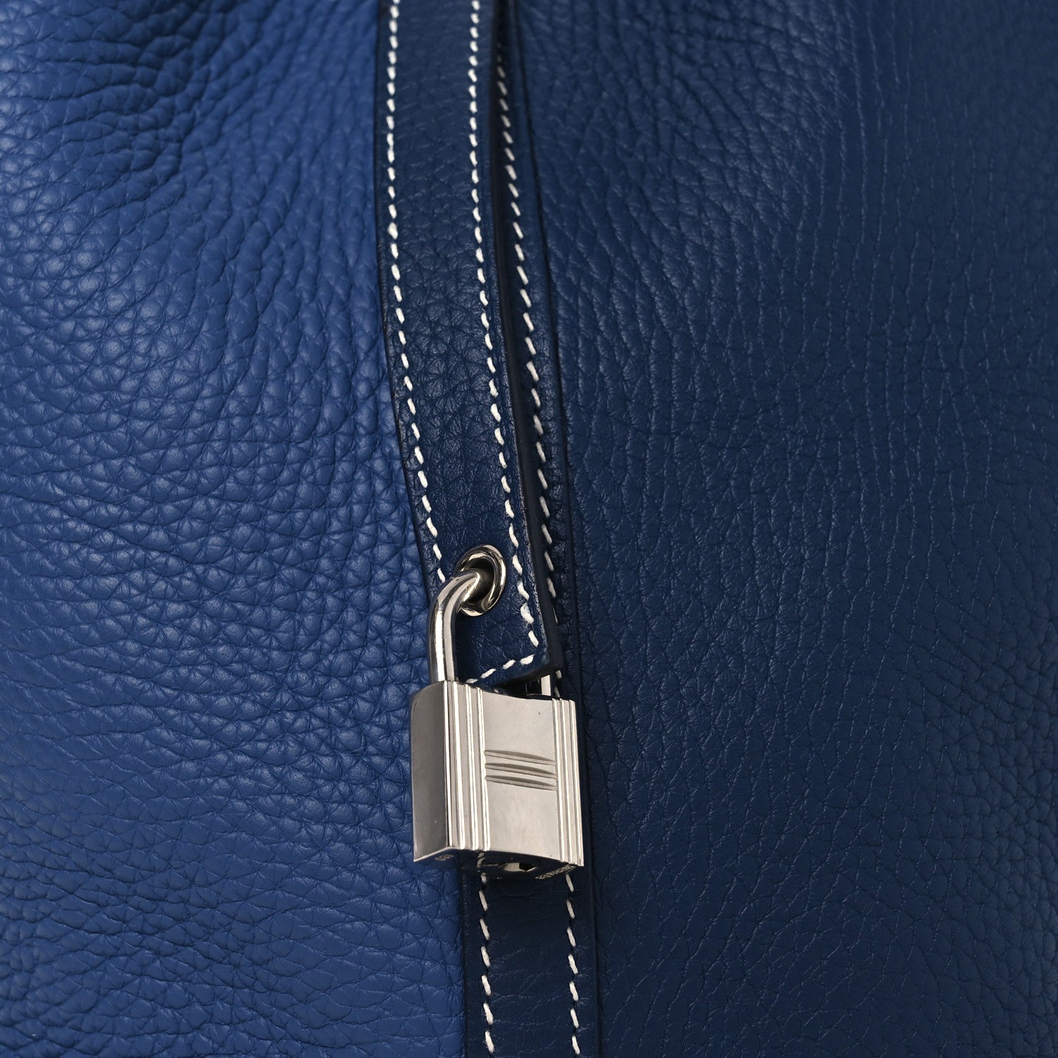 Hermes Taurillon Clemence Casaque Picotin Lock 22 MM Bleu Saphir
