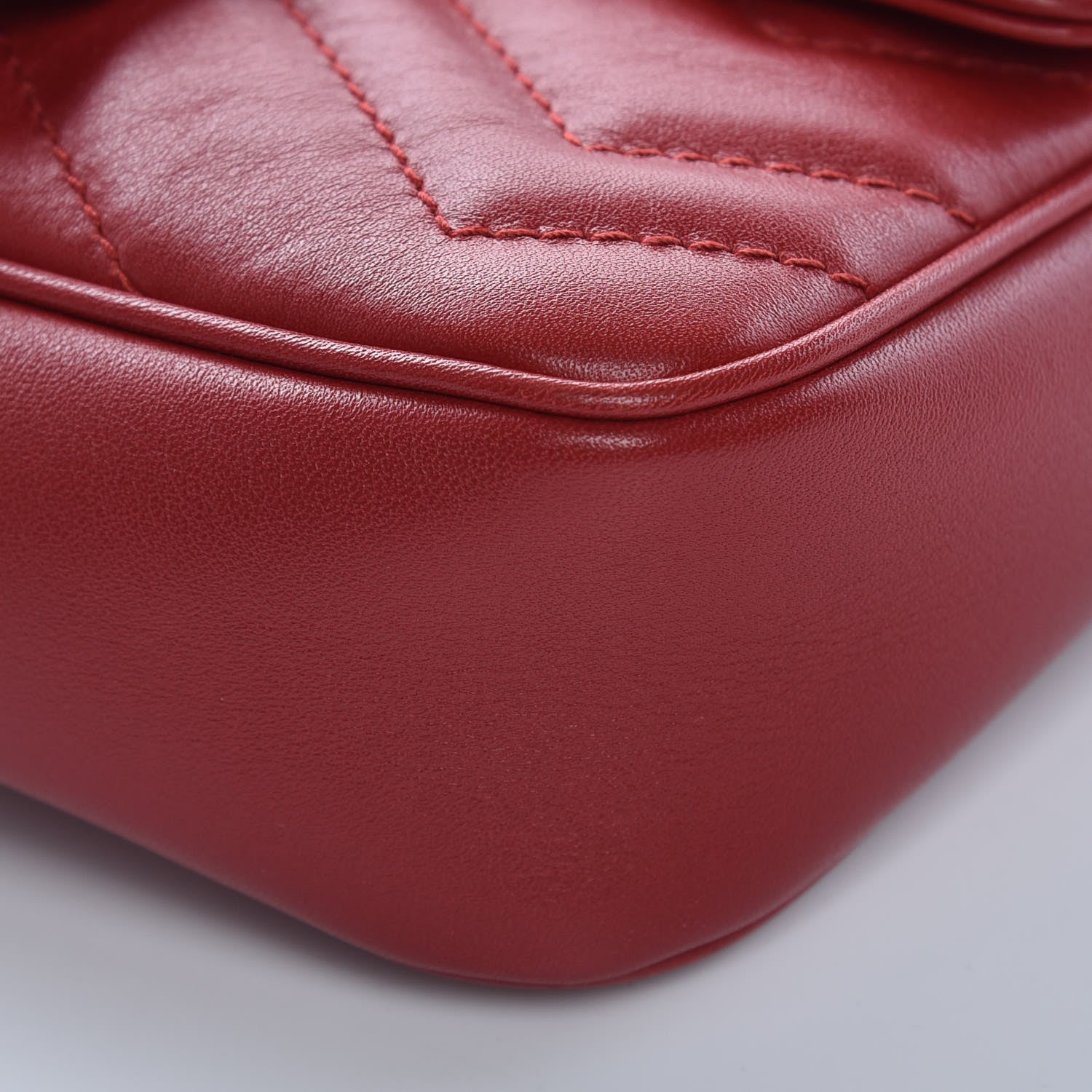 Gucci Calfskin Matelasse Super Mini GG Marmont Shoulder Bag Hibiscus Red 9 of 12
