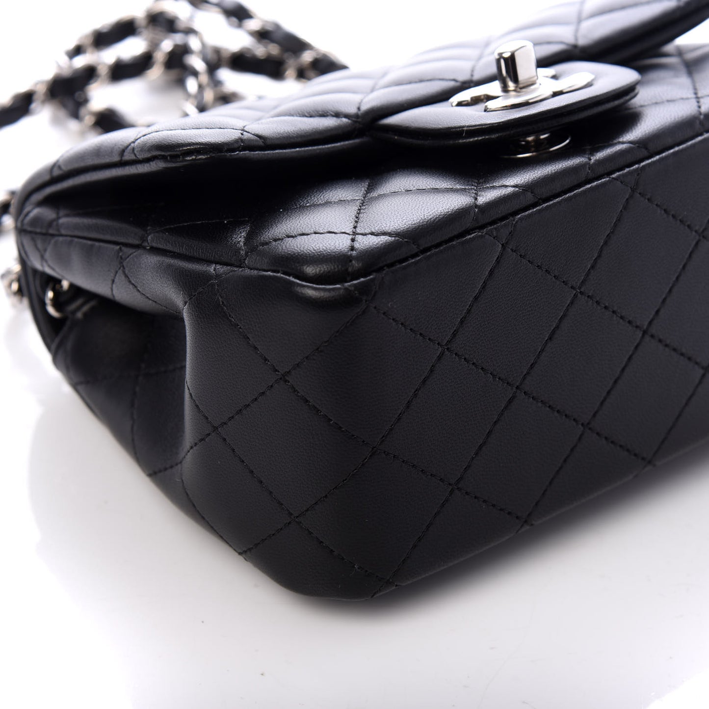 Lambskin Quilted Mini Square Flap Black