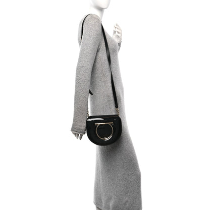Salvatore Ferragamo Patent Calfskin Small Vela Flap Bag Black 2 of 11