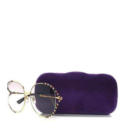 Gucci Metal Round Frame GG0595S Sunglasses Gold Black 8 of 8