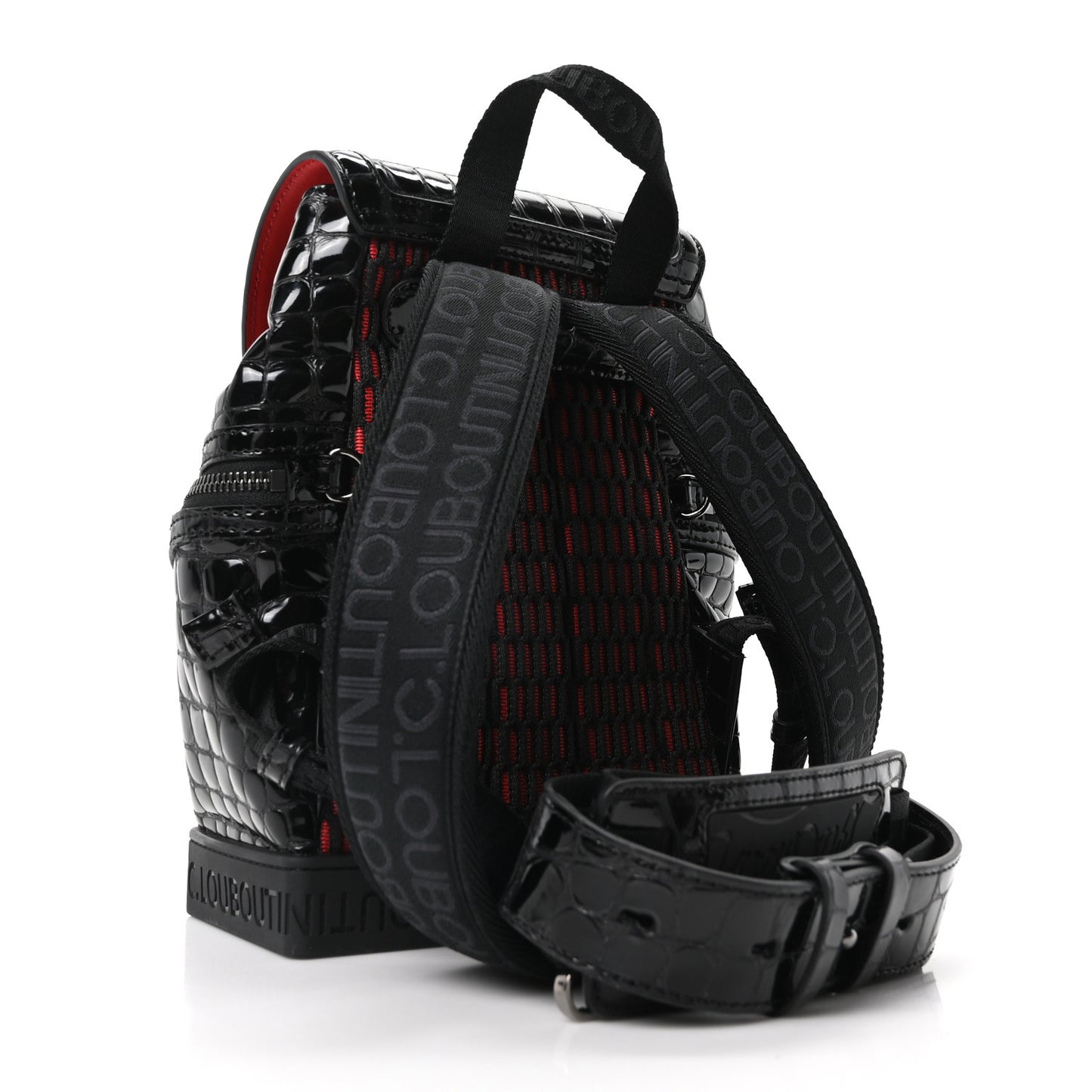 Calfskin Alligator Embossed Small Explorafunk Backpack Black