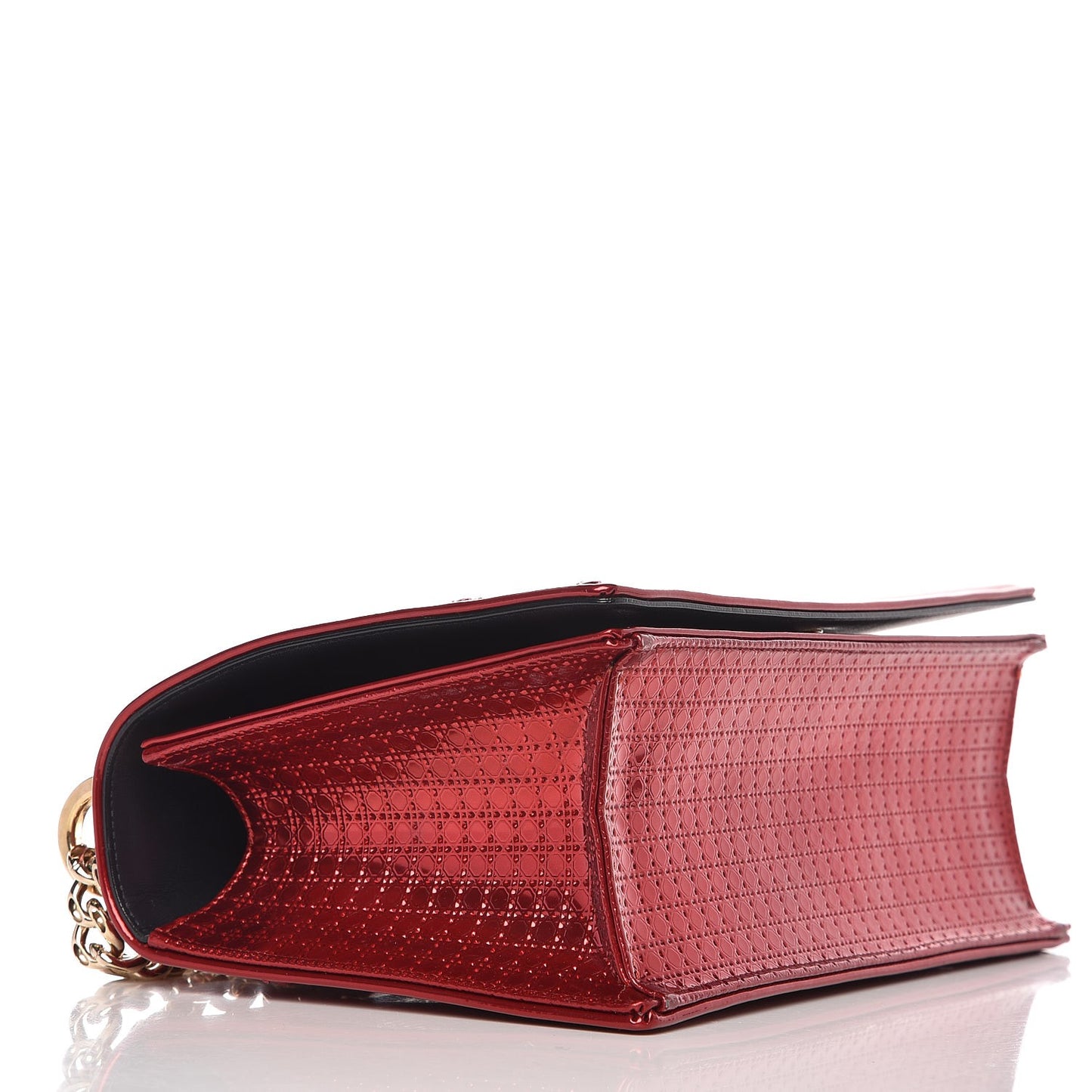 Metallic Patent Micro-Cannage Medium Diorama Flap Bag Red