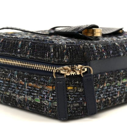 Chanel Tweed Snakeskin Quilted Medium CC Filigree Vanity Case Dark Navy 9 of 10